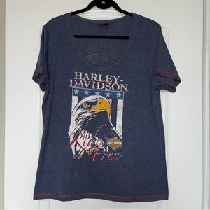 New Orleans Harley Davidson Women’s V Neck Ride Free Eagle Shirt